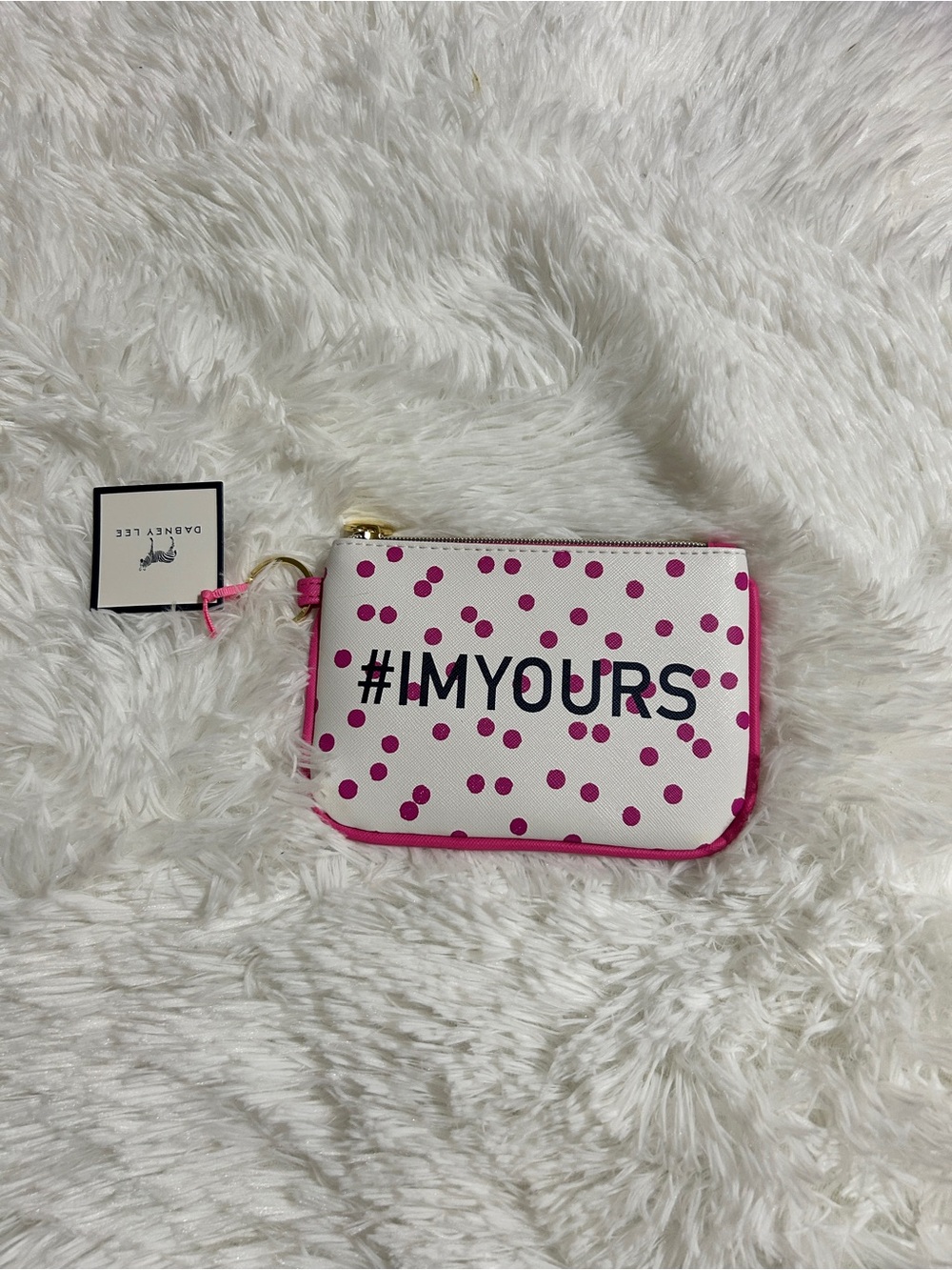 Dabney Lee #IMYOURS Pink Polka Dot Coin Pouch Keychain NWT